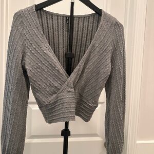 Gray Ribbed Knit Sweater